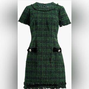 Eliza J Green Metallic Tweed Dress